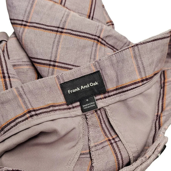 Frank & Oak Womens Plaid Linen Blend Button Front Shorts Size 0 Purple High Rise - Picture 6 of 8